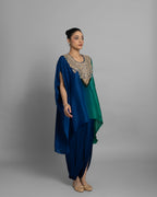 OCEANIC OMBRE KAFTAN & PLEATED SKIRT SET