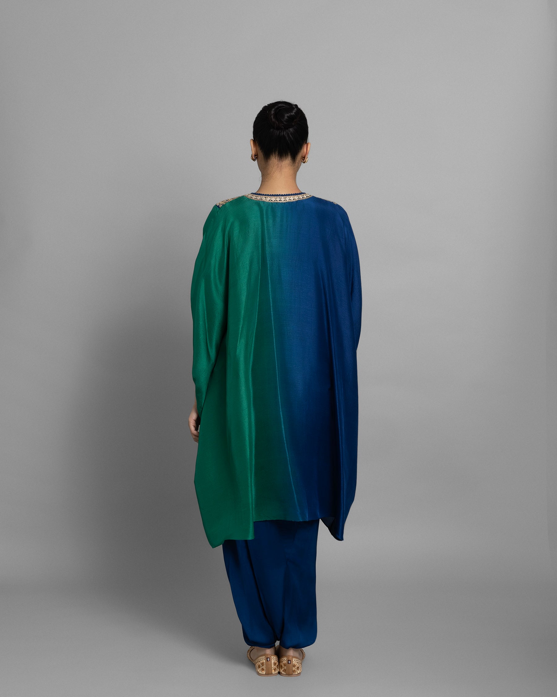OCEANIC OMBRE KAFTAN & PLEATED SKIRT SET