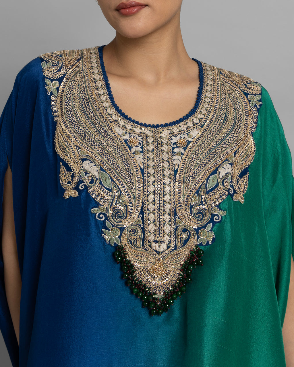 OCEANIC OMBRE KAFTAN & PLEATED SKIRT SET