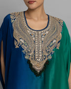 OCEANIC OMBRE KAFTAN & PLEATED SKIRT SET