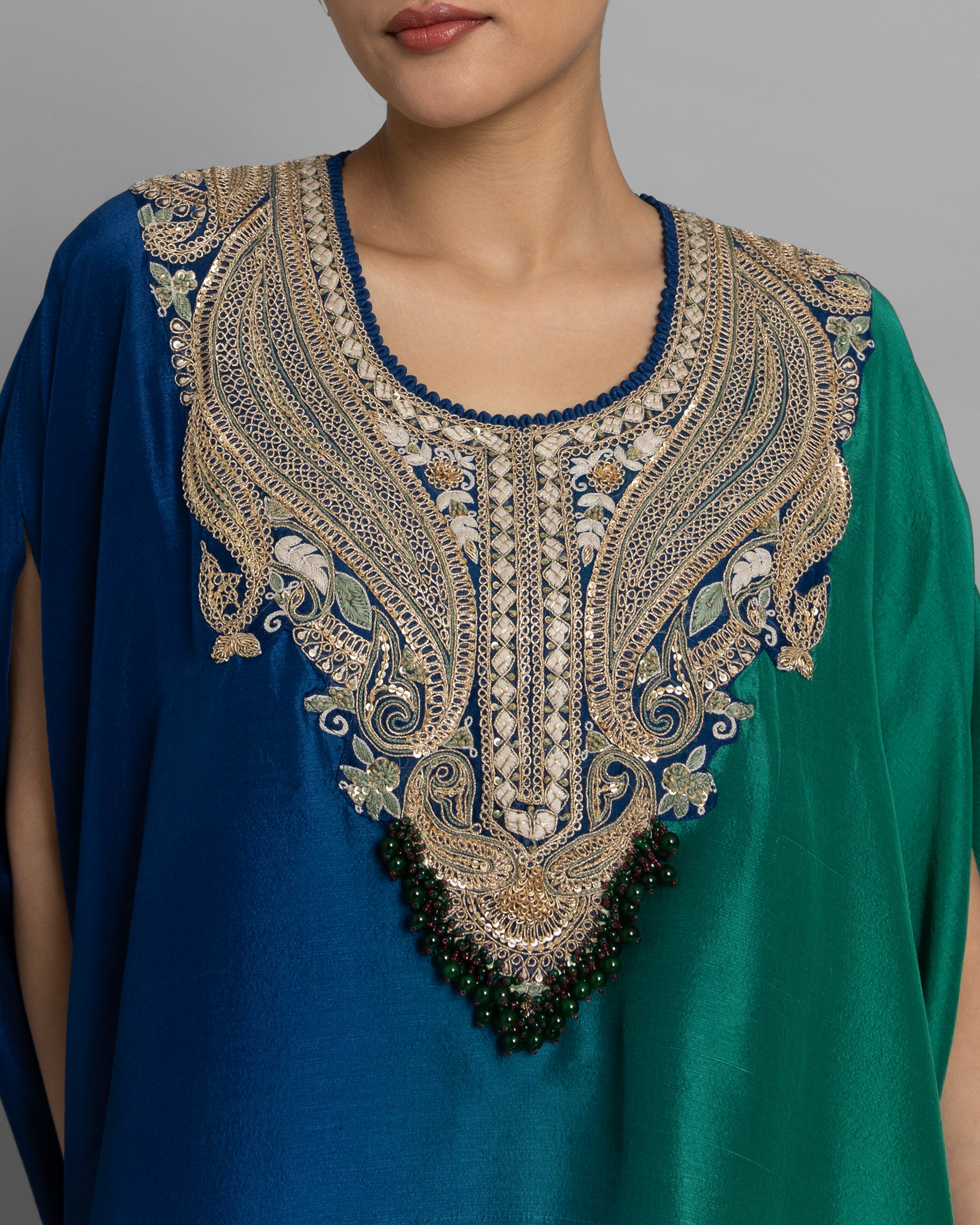 OCEANIC OMBRE KAFTAN & PLEATED SKIRT SET