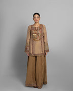 ANTIQUE GOLD TISSUE EMBROIDERED PALAZZO SET