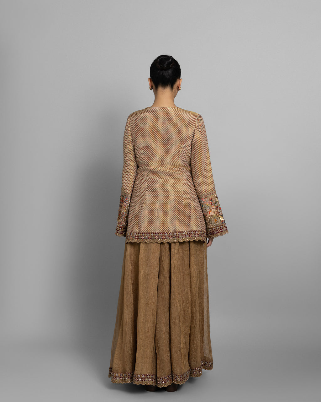 ANTIQUE GOLD TISSUE EMBROIDERED PALAZZO SET