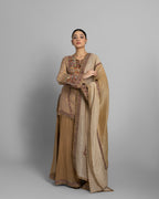 ANTIQUE GOLD TISSUE EMBROIDERED PALAZZO SET