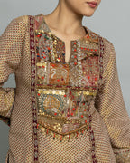 ANTIQUE GOLD TISSUE EMBROIDERED PALAZZO SET