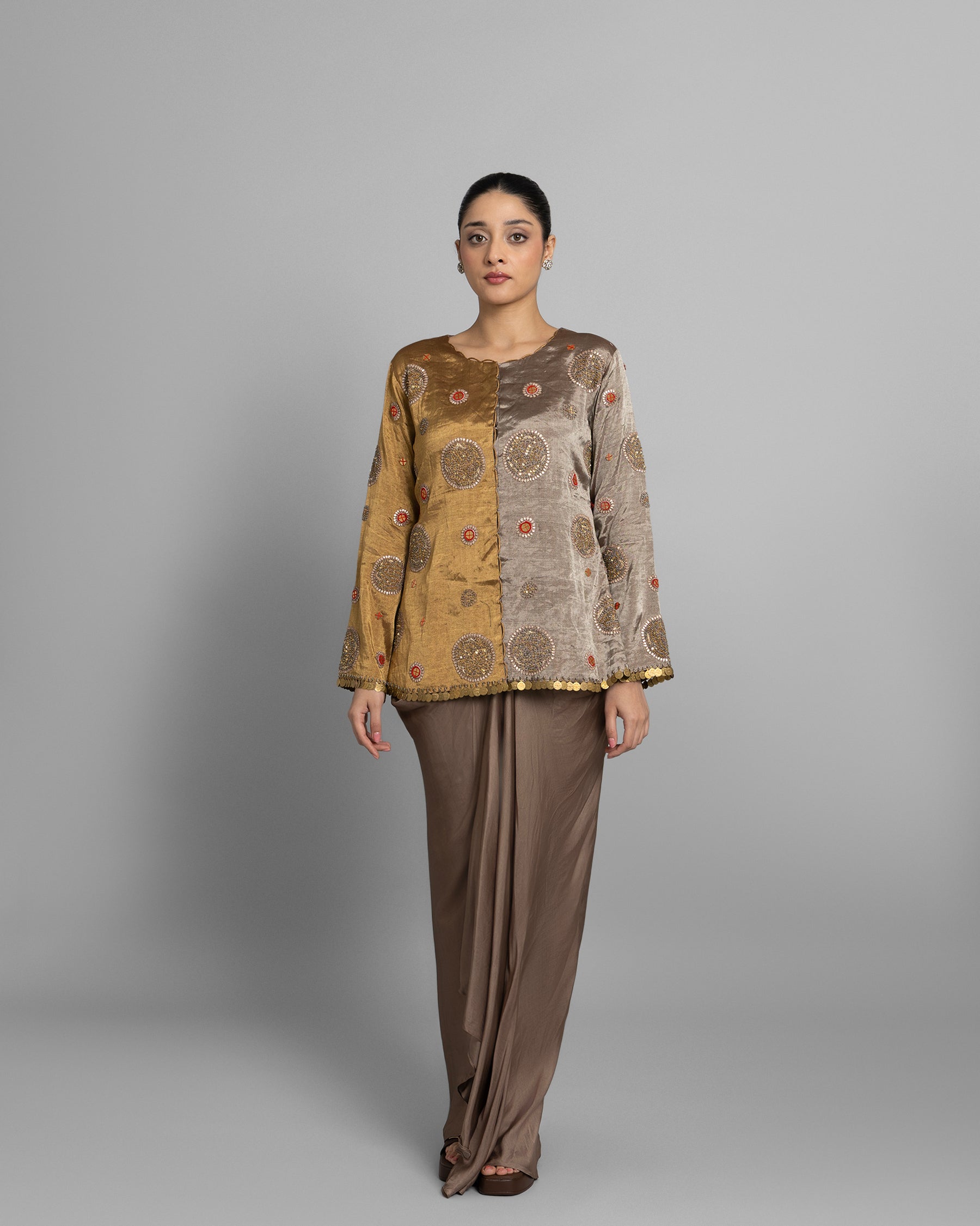 SILVER GOLD KANJEEVARAM TISSUE ENSEMBLE