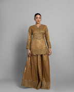METALLIC GOLD TISSUE EMBROIDERED PALAZZO SET