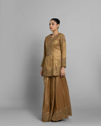 METALLIC GOLD TISSUE EMBROIDERED PALAZZO SET