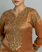 COPPER GOLD TISSUE EMBROIDERED PALAZZO SET