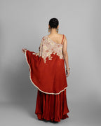 BURNT ORANGE ONE-SHOULDER ENSEMBLE