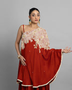 BURNT ORANGE ONE-SHOULDER ENSEMBLE