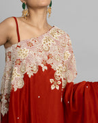 BURNT ORANGE ONE-SHOULDER ENSEMBLE