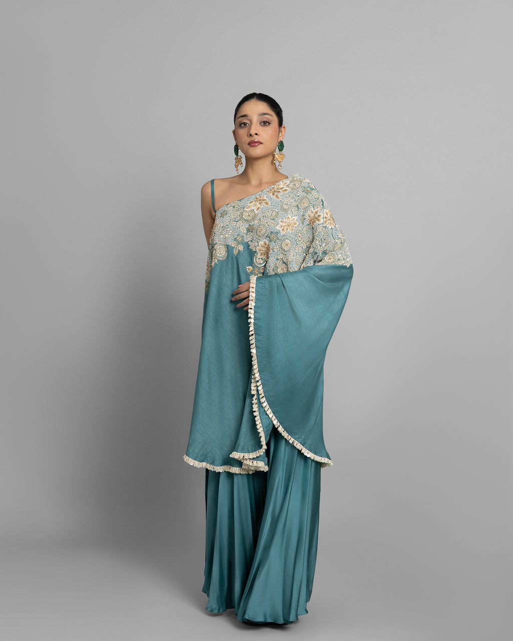 AQUA TEAL ONE-SHOULDER ENSEMBLE
