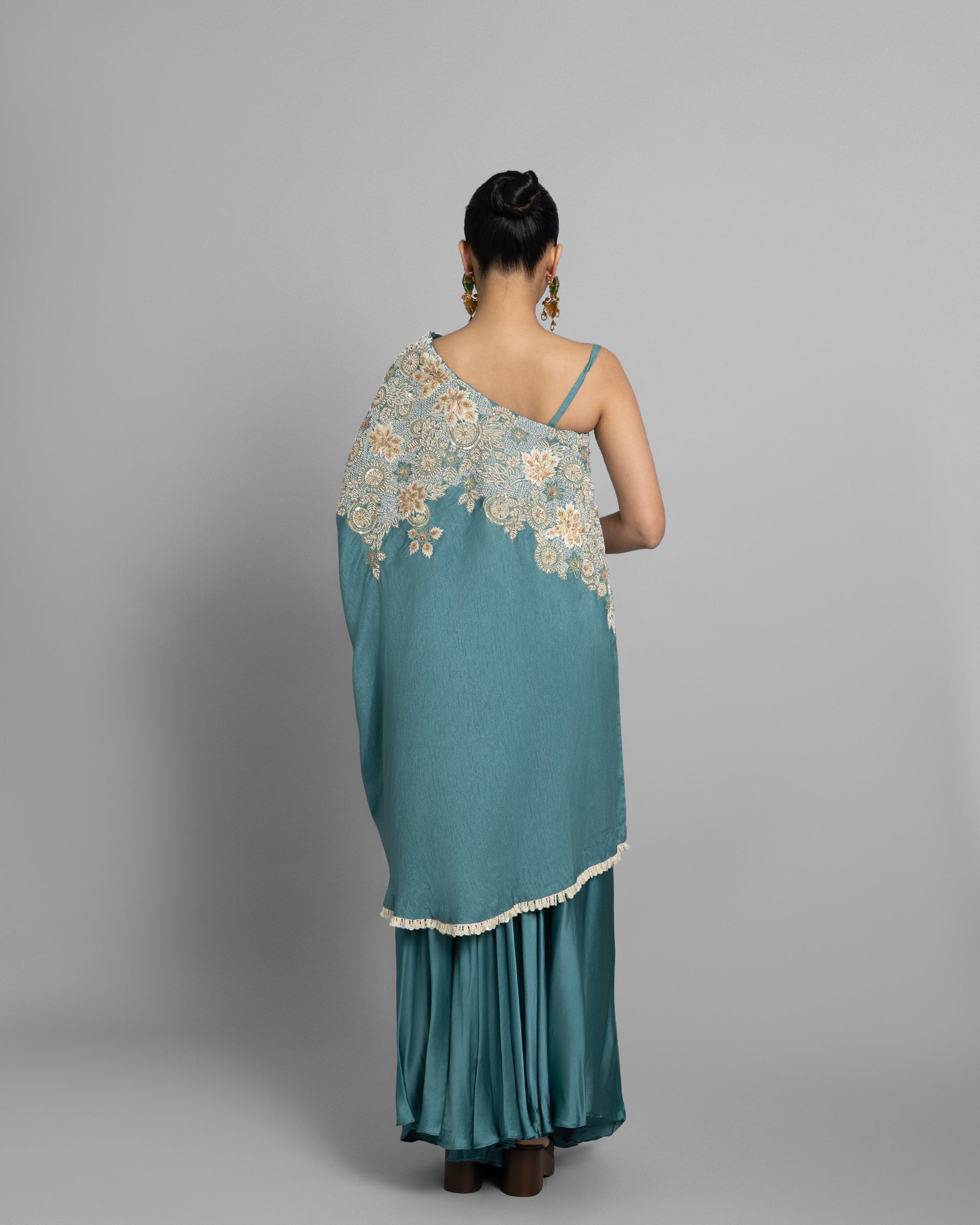 AQUA TEAL ONE-SHOULDER ENSEMBLE