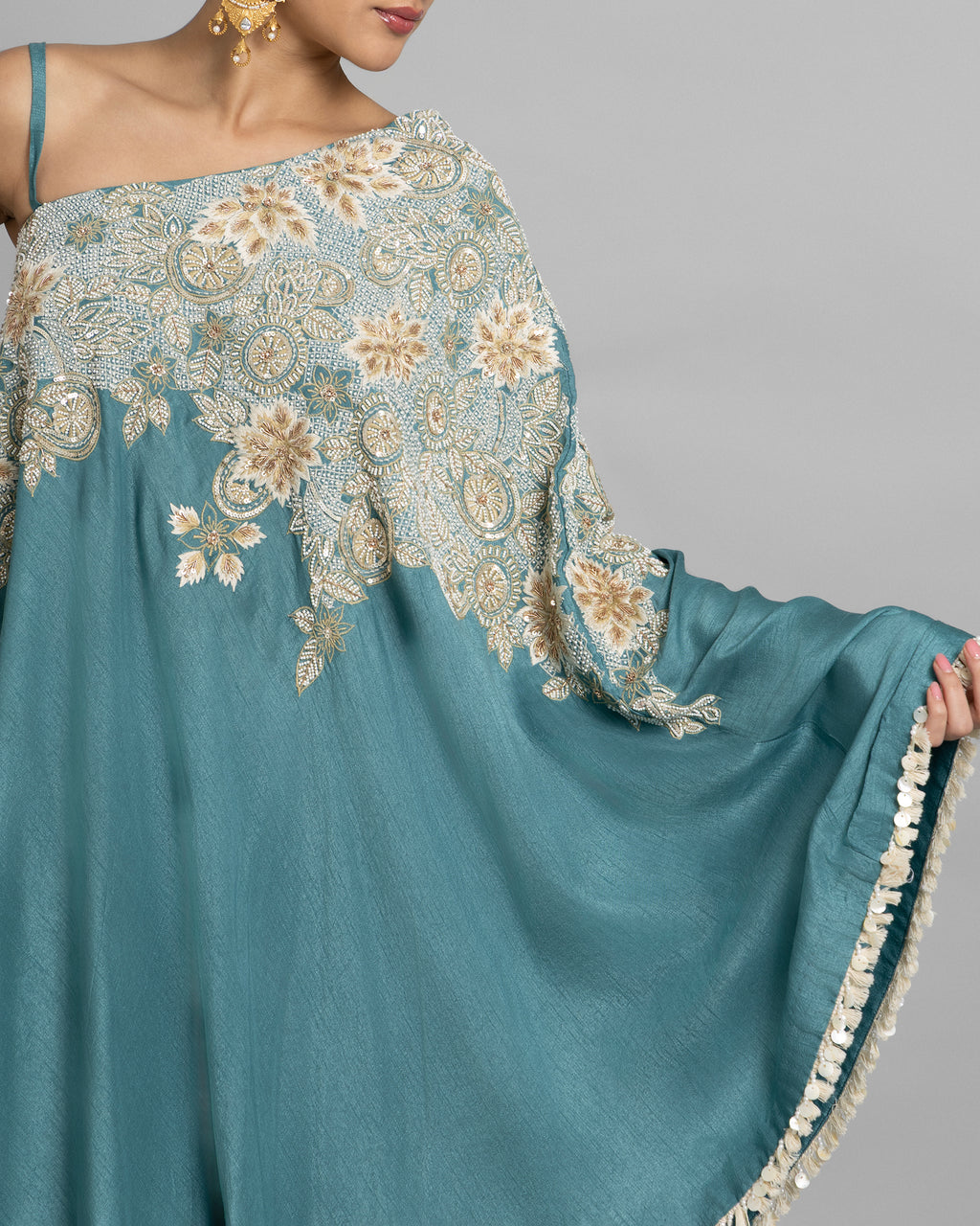 AQUA TEAL ONE-SHOULDER ENSEMBLE