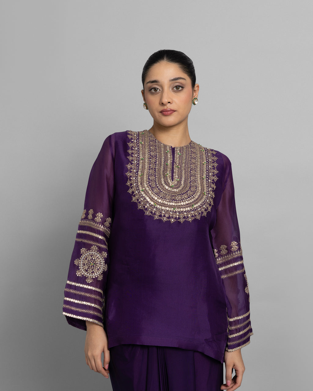 JAMUNI ORGANZA TUNIC & COWL SKIRT SET