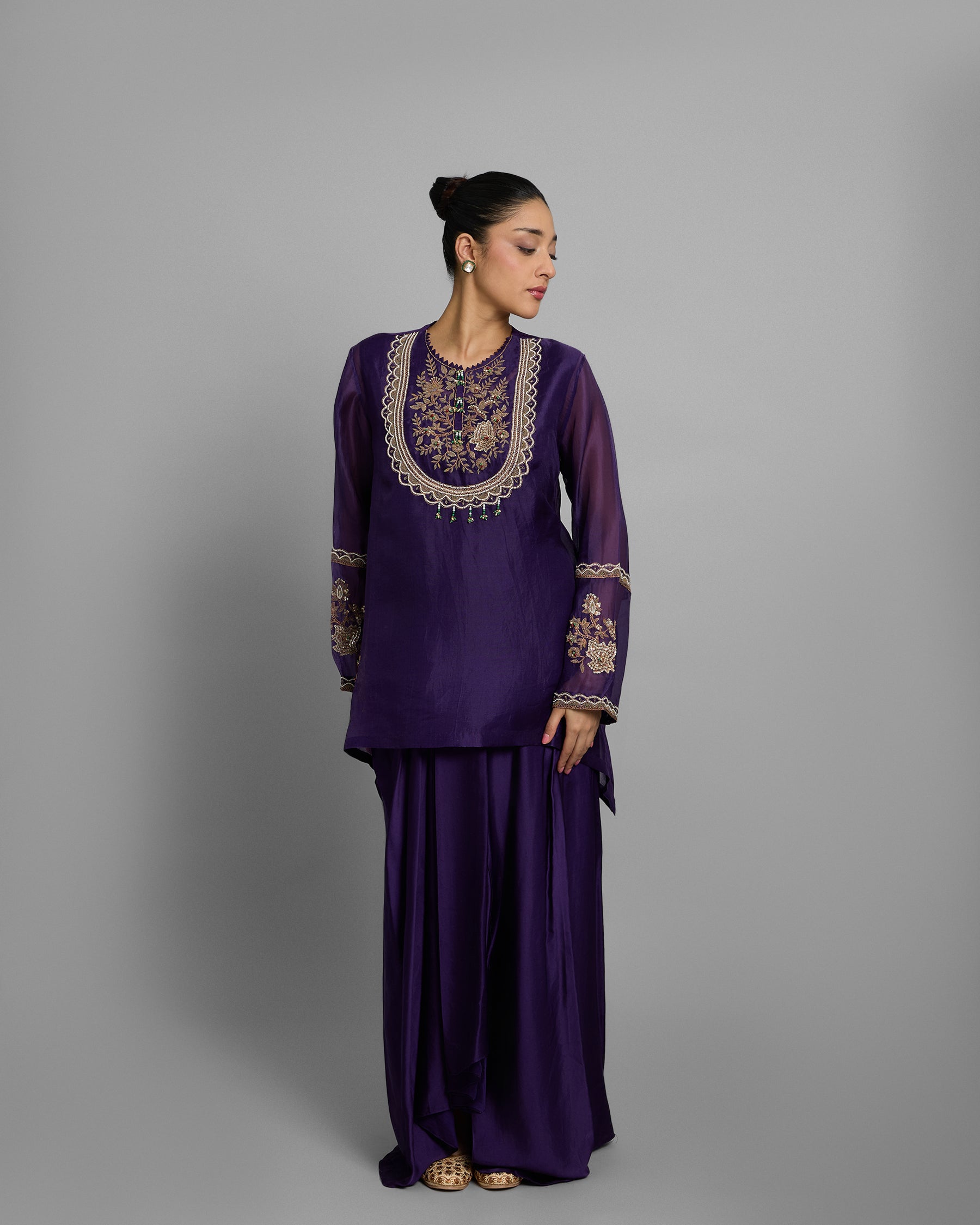 JAMUNI ORGANZA CAPE & COWL SET