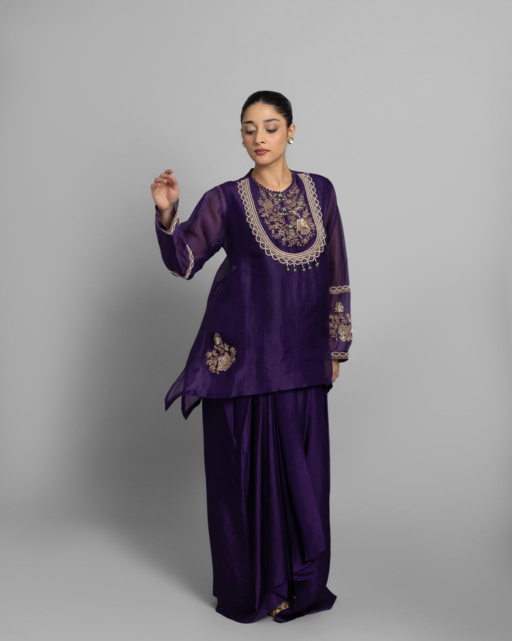 JAMUNI ORGANZA CAPE & COWL SET