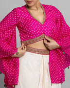 BANDHEJ CROP TOP WITH COWL SKIRT