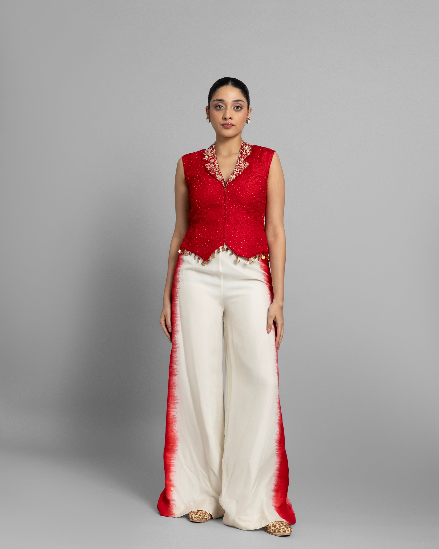 SCARLET BANDHANI VEST & PANTS SET