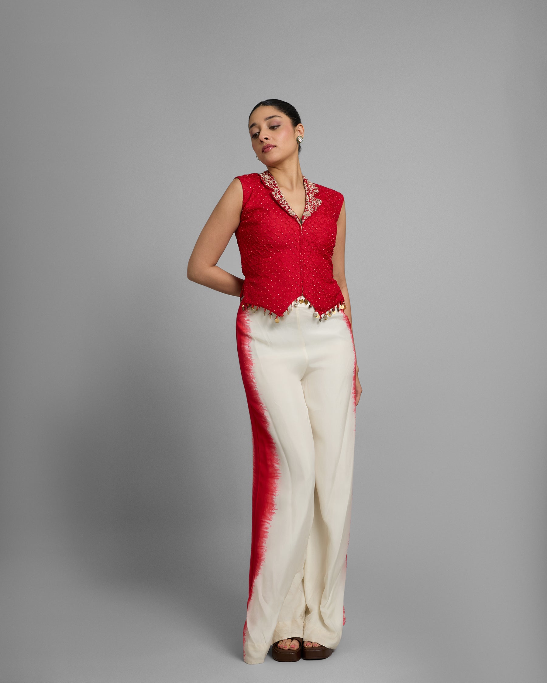 SCARLET BANDHANI VEST & PANTS SET