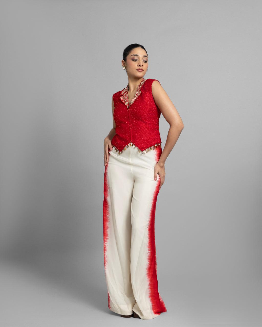 SCARLET BANDHANI VEST & PANTS SET