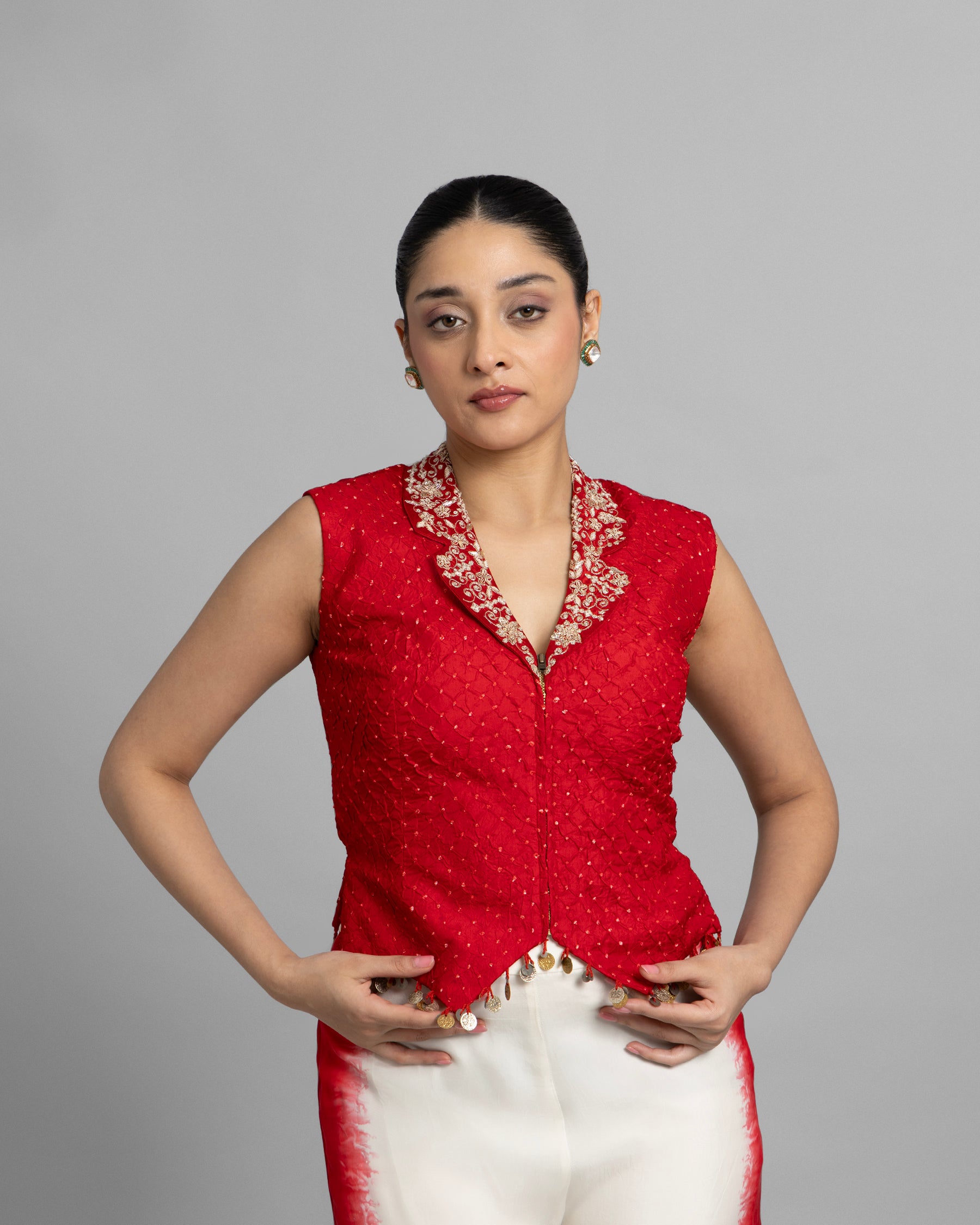 SCARLET BANDHANI VEST & PANTS SET