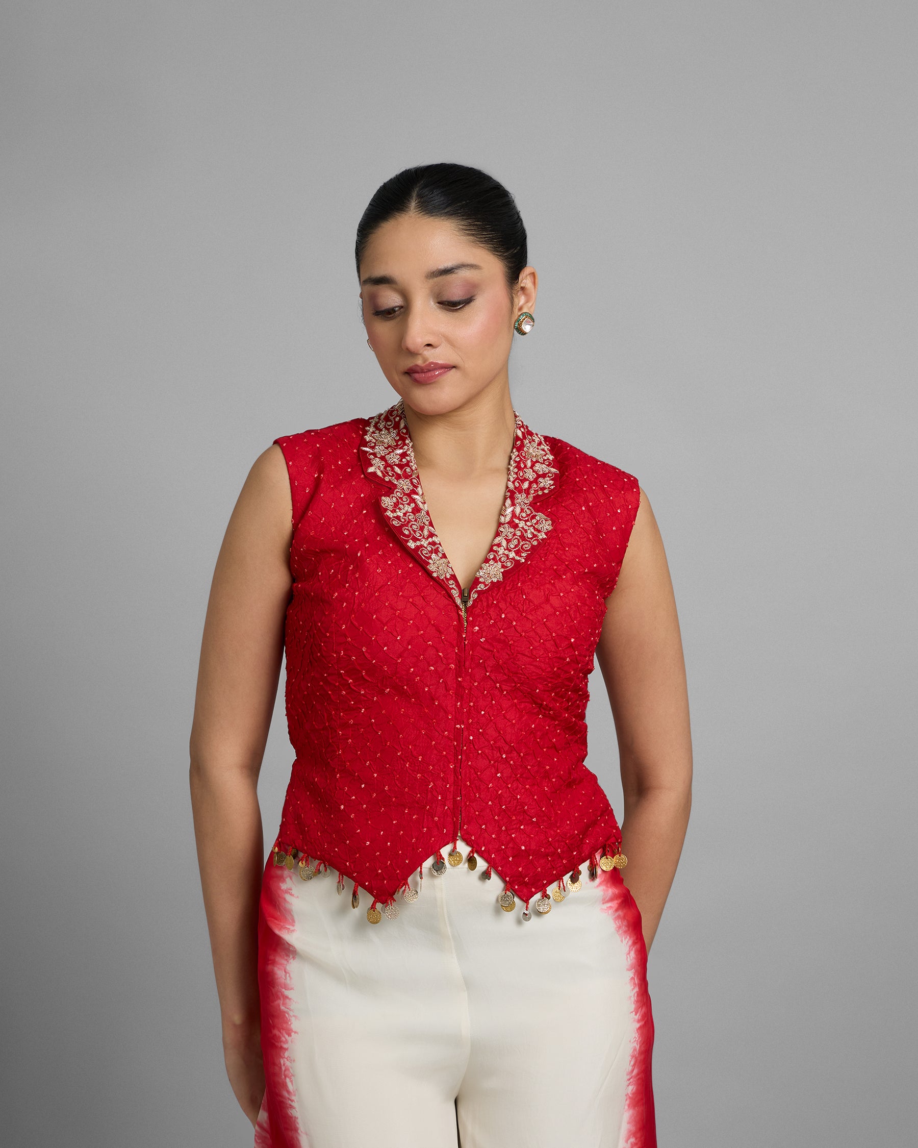 SCARLET BANDHANI VEST & PANTS SET