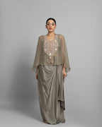 SAGE GREEN PEARL WORK CAPE AND COWL SKIRT