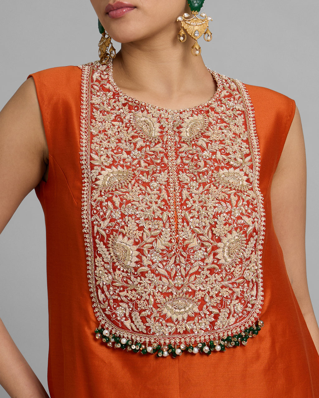 SAFFRON ZARDOZI EMBROIDERED CAPE SET