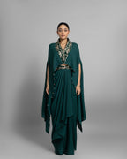 BOTTLE GREEN HIGH-LOW CAPE SET