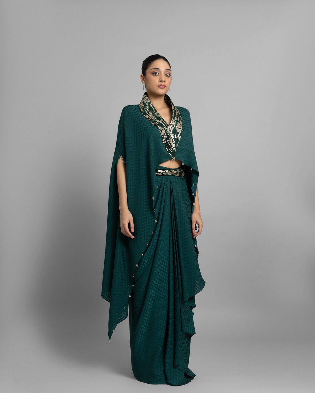 BOTTLE GREEN HIGH-LOW CAPE SET