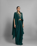 BOTTLE GREEN HIGH-LOW CAPE SET