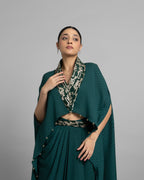 BOTTLE GREEN HIGH-LOW CAPE SET