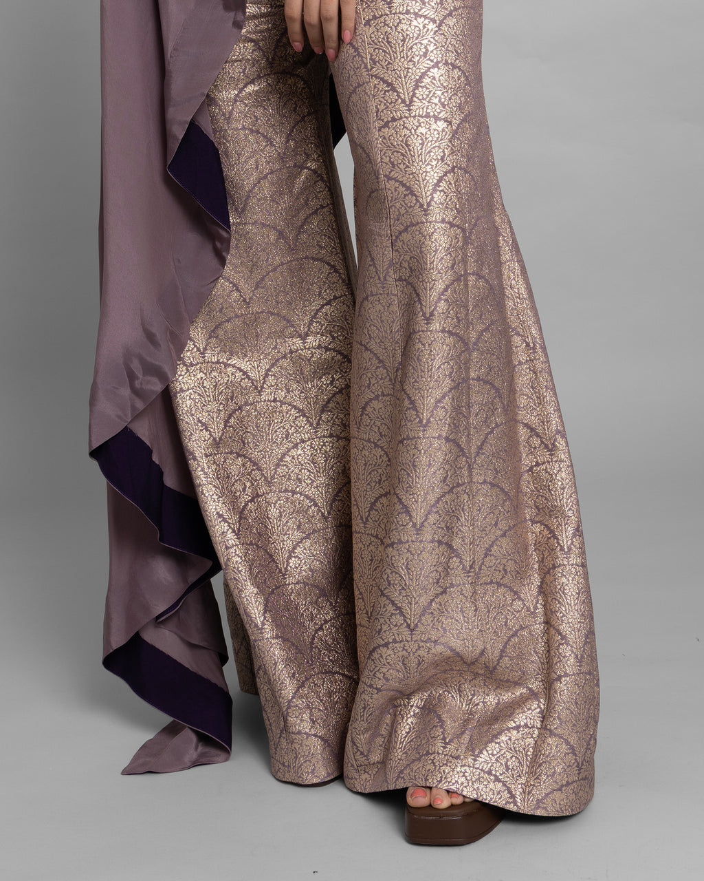 LILAC ONE-SHOULDER BROCADE SET