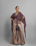 LILAC EMBELLISHED GATHERED TOP WITH BROCADE PALAZZO SET