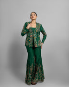 EMERALD GREEN JACKET & FLARED PALAZZO SET