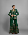 EMERALD GREEN JACKET & FLARED PALAZZO SET