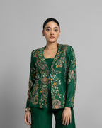 EMERALD GREEN JACKET & FLARED PALAZZO SET