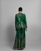 EMERALD GREEN JACKET & FLARED PALAZZO SET