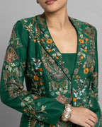 EMERALD GREEN JACKET & FLARED PALAZZO SET