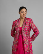RANI PINK PRINTED LONG JACKET SET