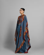 CERULEAN DIGITAL PRINT CAPE & COWL SKIRT