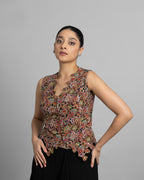 MULTICOLOUR CORSET & PLEATED SKIRT SET