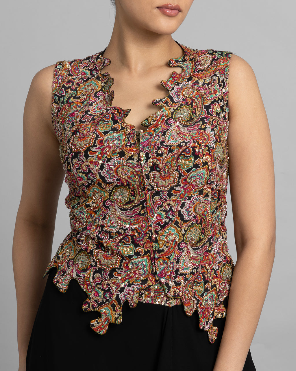 MULTICOLOUR CORSET & PLEATED SKIRT SET