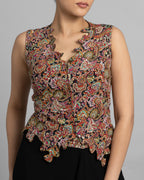 MULTICOLOUR CORSET & PLEATED SKIRT SET