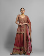 OMBRE RUST PRINTED CREPE KURTI & PALAZZO