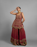 OMBRE RUST PRINTED CREPE KURTI & PALAZZO