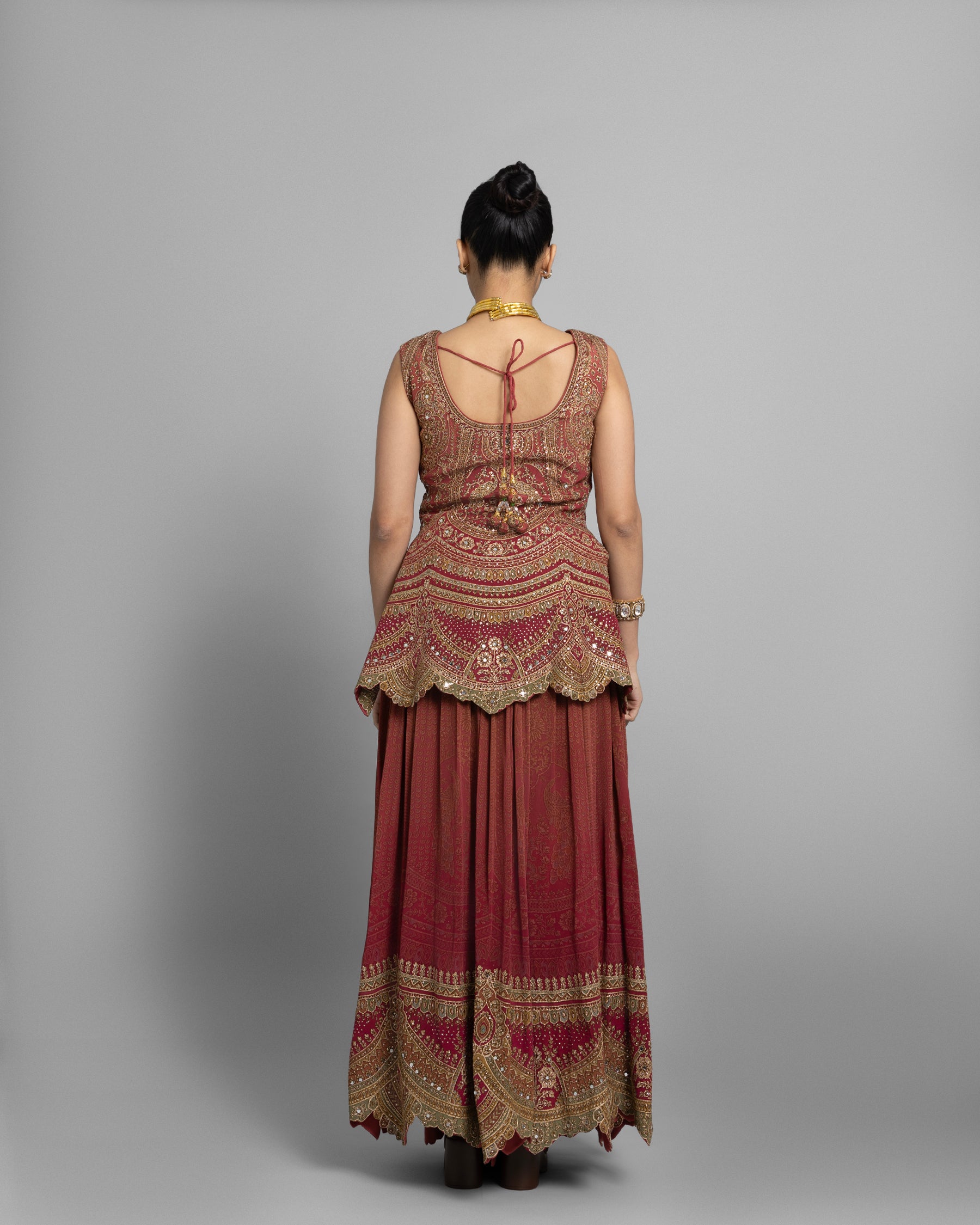 OMBRE RUST PRINTED CREPE KURTI & PALAZZO