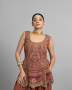 OMBRE RUST PRINTED CREPE KURTI & PALAZZO